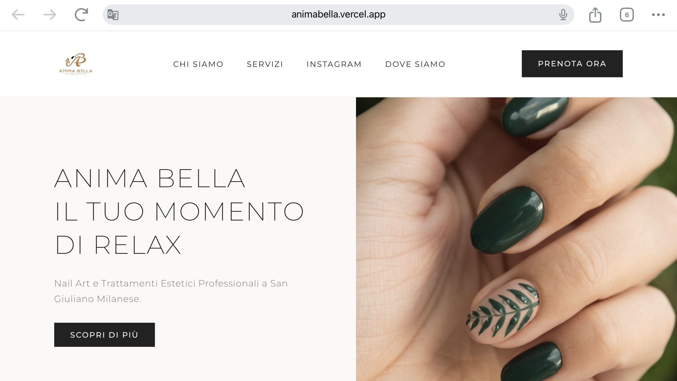 Anima Bella Homepage Preview